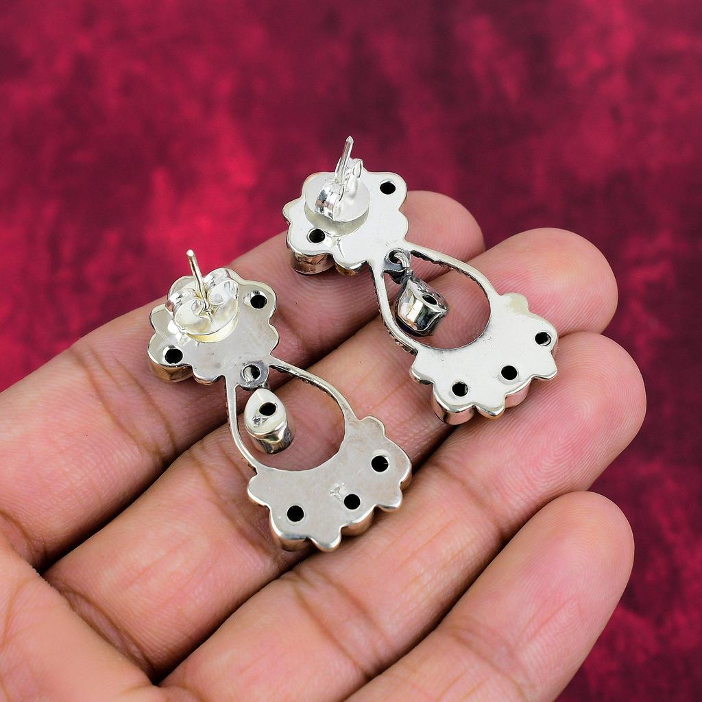 Серьги из лазурита, ювелирные изделия ручной работы, серьги из стерлингового серебра 925 пробы, дизайнерские серьги с драгоценными камнями, подарок для мамы