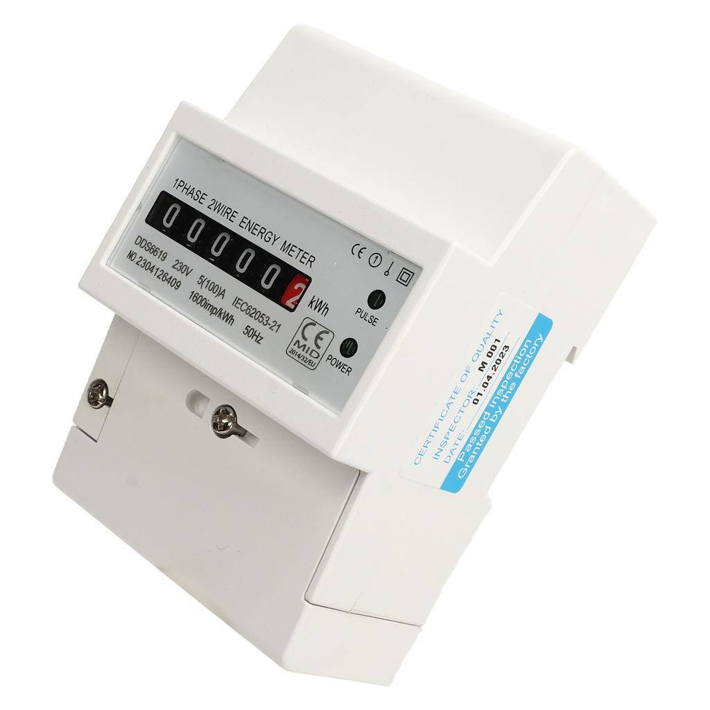 Счетчик электроэнергии однофазный DIN-рейка Ваттметр потребления энергии Измеритель энергии Монитор использования электроэнергии 230В 5(100)К