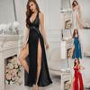 Sexy Women Mesh Sheer See Through Dress Fashion High Split Lace-up Backless Beach High Waist Dress Women's Pajamas