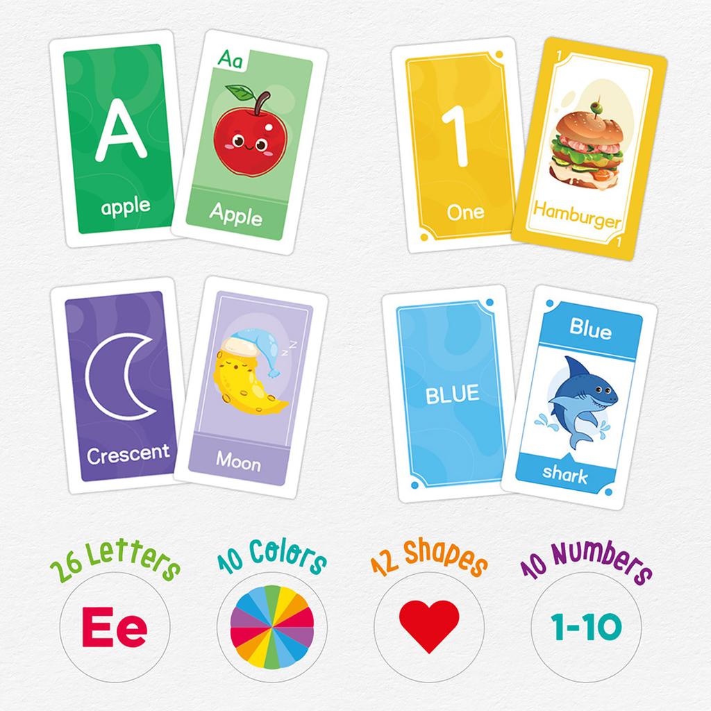 Children's Early Education Teaching Aids Flash Cards, Learning Word Shapes, Colors, Numbers, English Letters Cards