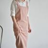 Cross Back Cotton Linen Apron with Pockets Gardening Work Apron Anti-dirty Pinafore Dress  Baking