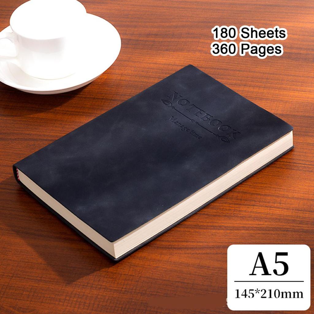 A4/A5/B5 Soft Leather Notebook, Lined Pages, Business Meeting Record Book, Notepad, Student Diary, Subject Notes, 180 Sheets