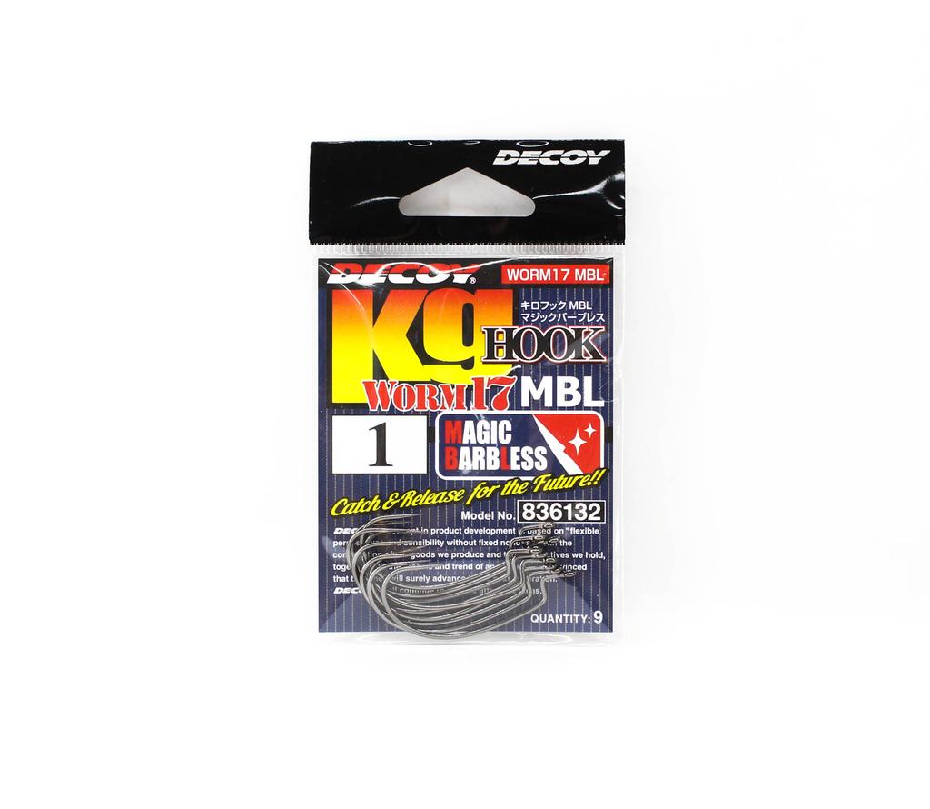 Decoy Worm 17KG Magic Barbless Offset Worm Hooks Size 1 (6132)