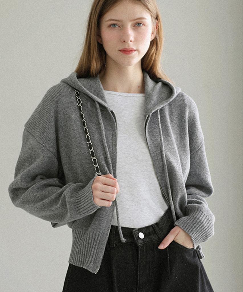 SLOWLOLLI Cozy Knit Zip-Up Hoodie