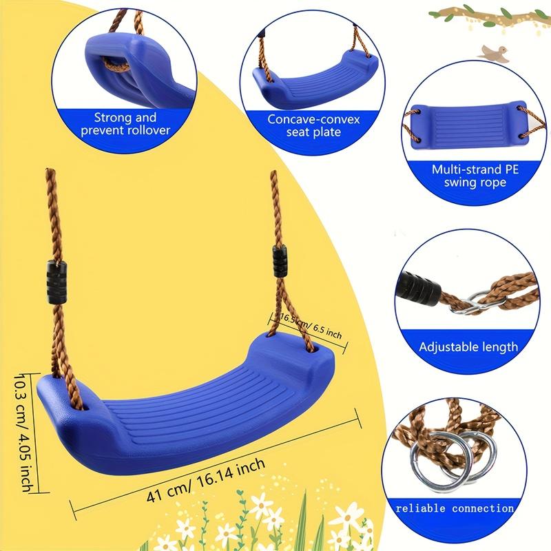 Kids Anti-Tip Curved Swing Seat Indoor Outdoor Garden Swing Board with Hanging Rope Children Playground Swing Accessories