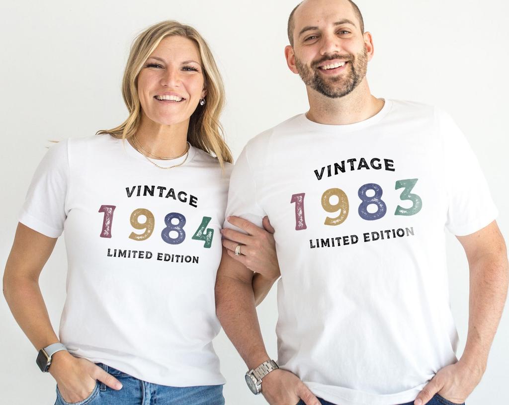 Vintage Birthday Year T-Shirt, Retro Birthday Shirt, Custom Year Graphic Tee, Birthday Gift Top