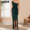 Women's One-shoulder Lace-up Pleated Dress Sweet Spicy Wind Sequin Dress
