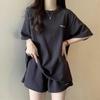 Women's Casual Two-Piece Shorts Set Loose Short Sleeve T-shirts Elastic Waist Shorts Sets with Pockets Summer Lounge Outfit