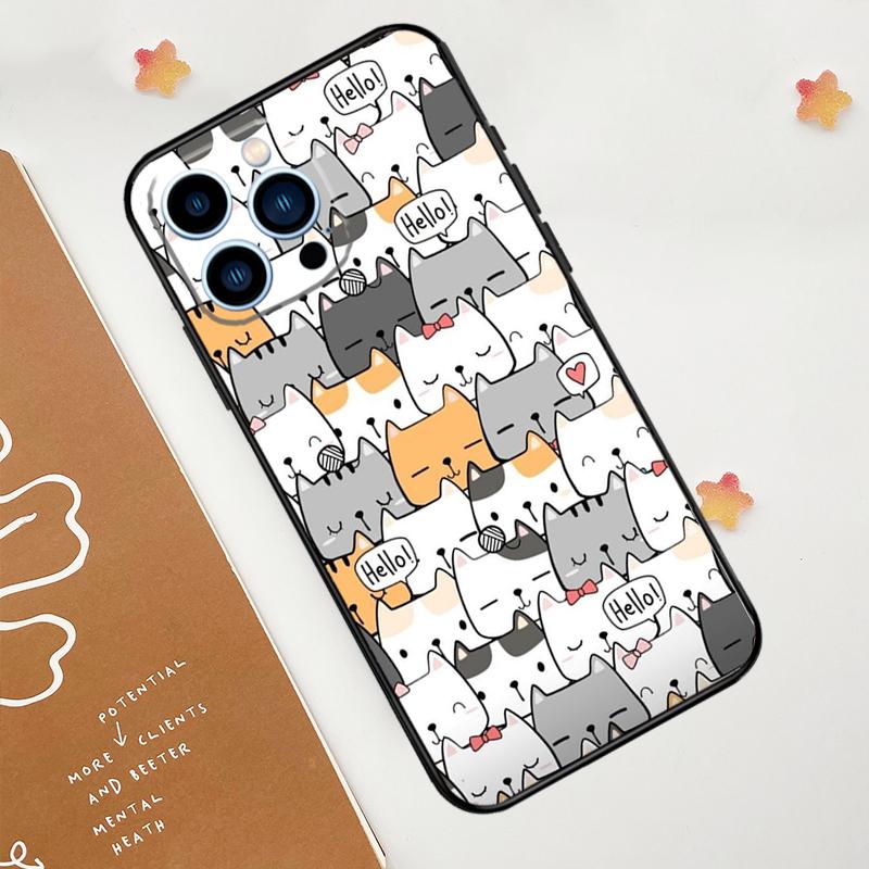 Забавные милые кошки Чехол для телефона Для iPhone 17 Pro Max 11 14 15 16 Pro Max 12 13 mini 16 Plus 16e 17 Air Funda