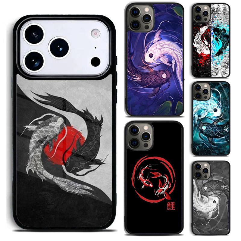 Yin Yang Koi Phone Case For iPhone 17,16e,15,14,13,12,11,Mini,Pro,MAX soft Silicone Cover