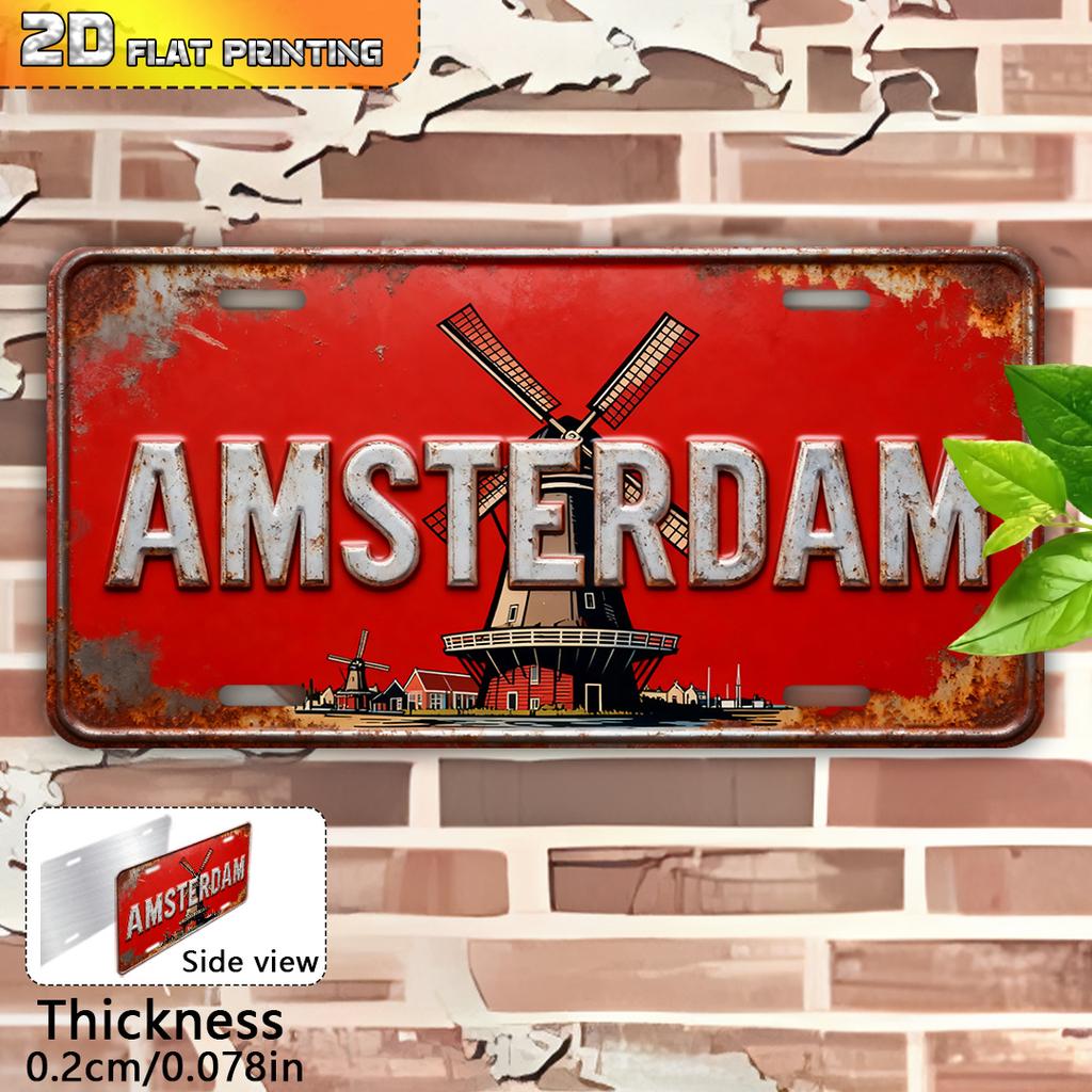 Vintage Distressed Year City Plant Name Slogan License Plate Metal Tin Sign Retro Wall Decor For Bar Cafe Home Garden