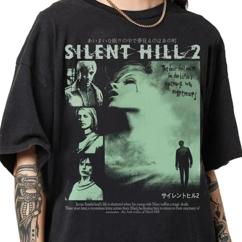 Ретро 90-х Пиратский Стиль Silent Hill 2 Футболка Реплика Футболки Повседневная Уличная Мужская и Женская Футболка с Принтом для Фанатов