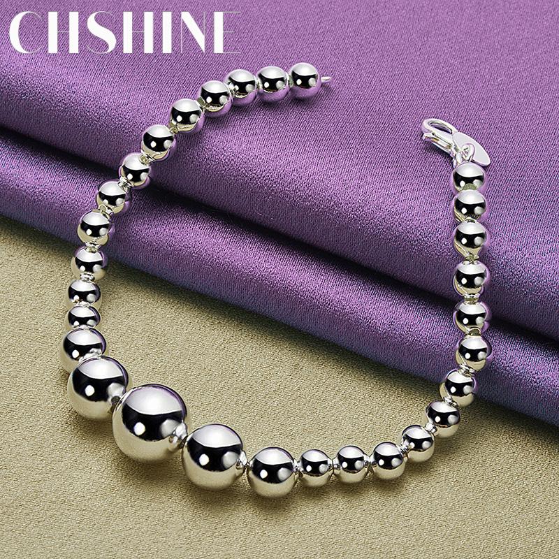 CHSHINE 925 стерлингового серебра бисерный браслет-цепочка для женщин мужчин свадебная вечеринка модные украшения с шармом