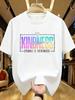 WZM102163English Letter Printed Plus Size Unisexs Round Neck Summer Casual Short Sleeved Street Fashion Versatile Tshirt