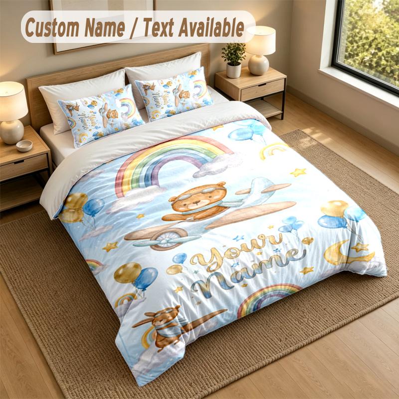 Fantasy Magic Theme Personalized 3Pcs Bedding Set Custom Text & Name 1 Sheet 2 Pillowcases Household Bedding 1pc