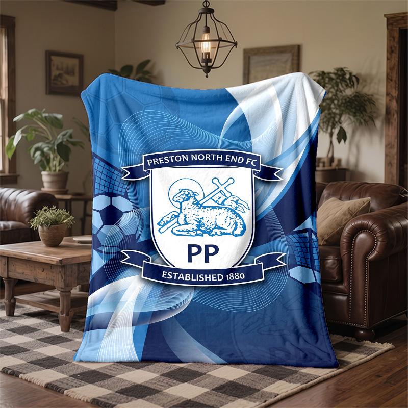 Preston North End Football Print Flannel Blanket Soft Warm Sofa Bed Throw Blanket For Home Office Bedroom