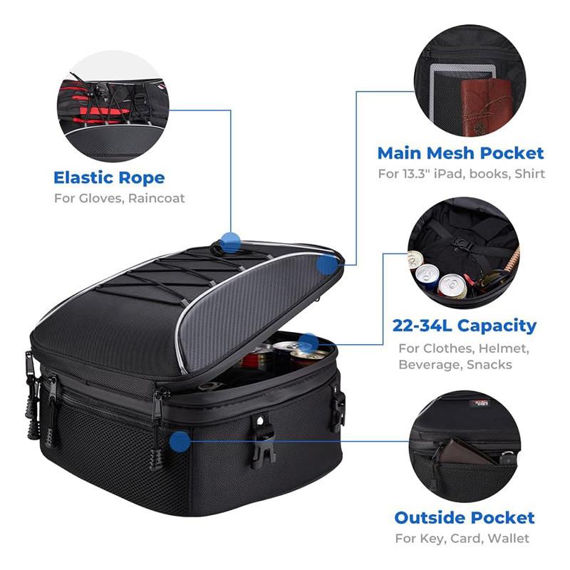 1pc Motorcycle Tail Bag Motorcycle Rear Seat Backpack Bag Multi-functional Waterproof Large Capacity Motorbike Rider Suitcase