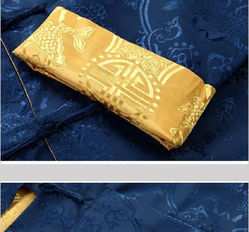 Мужская куртка в китайском стиле из атласного шелка, костюм Тан, двусторонняя, с длинным рукавом, пальто Кунг-фу, одежда Ханьфу, куртки, размеры S-3XL