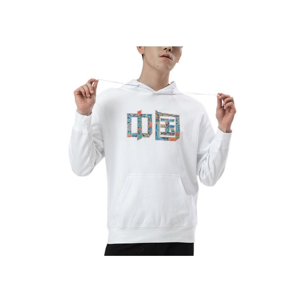 Li Ning Ping Pong Series Fun Print Thick Pullover Sports Hoodie Unisex Hoodies Standard-White AWDR747-1