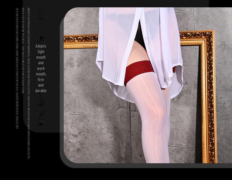 Женские сексуальные блестящие черные чулки выше колена Qing Hema - контрастные цвета, длинные чулки, размер плюс