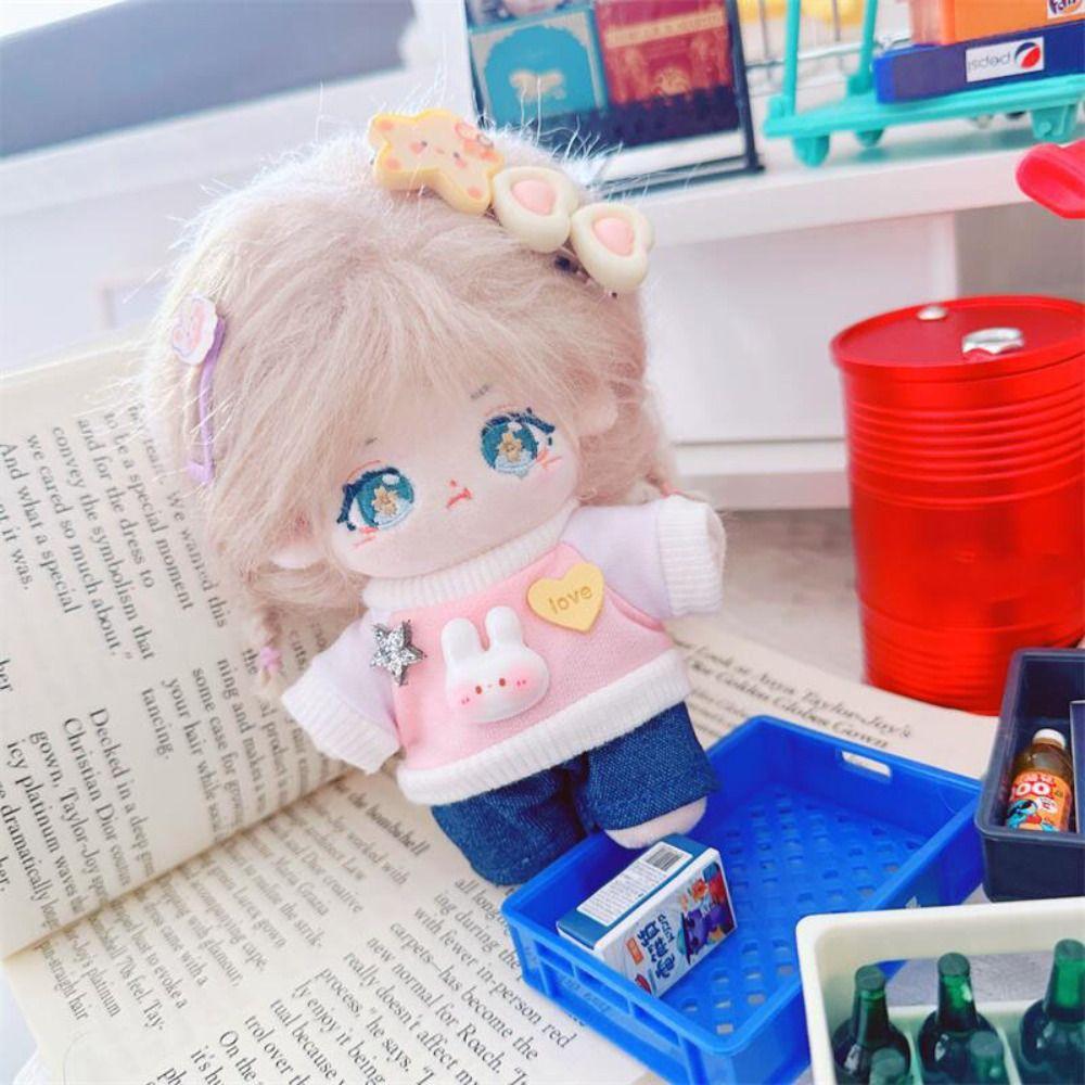 Мини Одежда для Куклы Хлопковый Джинсовый Материал Костюм Свитера для Куклы 10см Хлопковая Мягкая Кукла