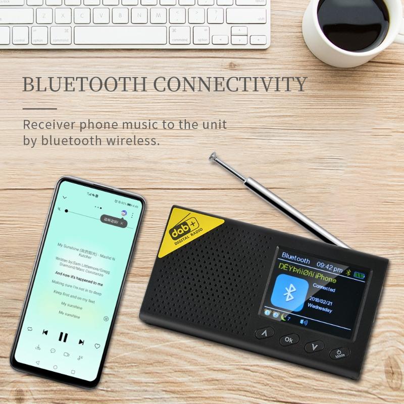 Перезаряжаемое радио Совместимость с Bluetooth 5.0 Приемник DAB Регулировка яркости экрана Micro USB 5V 1A Приемник FM