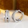 Круглые Серьги-Обручи с Белым Фианитом и Полым Дизайном для Женщин Винтажные Серебристого Цвета Геометрические Застежки для Ушей Свадебные Украшения Свадебные Подарки