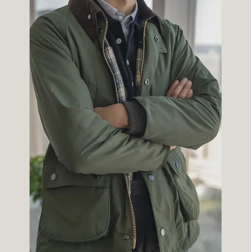 Unisex British Retro Corduroy Collar Hunting Windbreaker