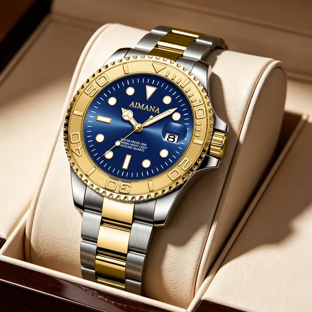 Luxury Men's Sport Quartz Watch Luminous Hands Date Display 30M Waterproof Stainless Steel Wrist Watch