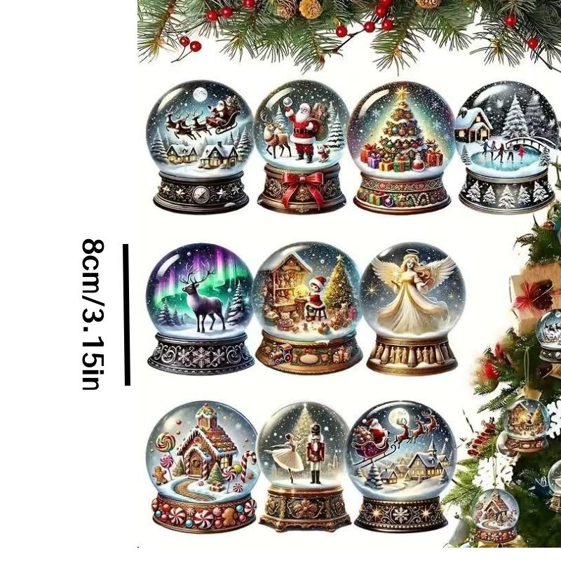 10-Piece Set 2D Flat Victorian Christmas Ball Ornaments Wooden Home Tree Decorations Thanksgiving Gifts Party Decoration Hanging Ornaments