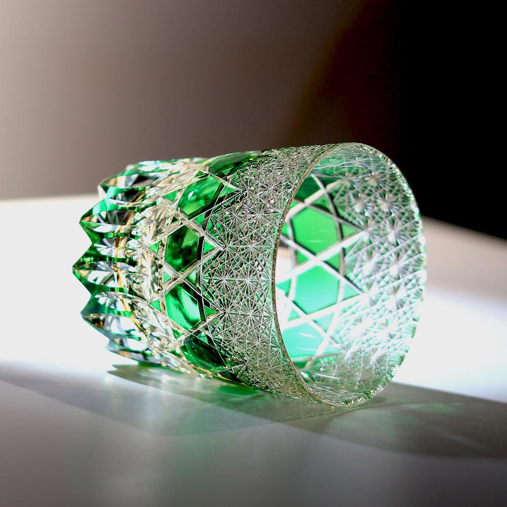 24% Pbo Хрустальный стакан для виски с высоким содержанием свинца 320 мл Японский Эдо Кирики Ручная резка Узор Роскошное произведение искусства Старомодный коктейль Bran