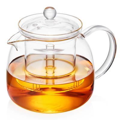 Чайник Pokaro Tea, Жаропрочное стекло, Большая вместимость (1350мл), Прозрачный и стильный, термостойкий (170°C), Подходит для микроволновой печи и нагревания, Включает