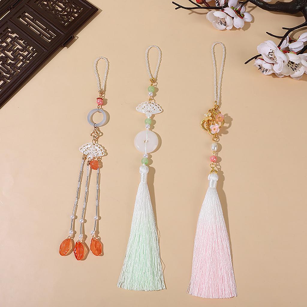 Chinese Style Brooch for Traditional Clothing Handmade Cheongsam Pendant with Long Fringes Waist Hanging Ornament