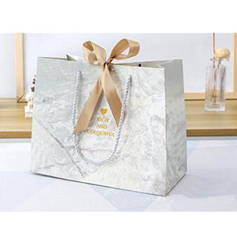 Модная подарочная упаковка унисекс для детского душа, подарочная коробка для свадьбы, праздничный пакет для вечеринки по случаю дня рождения с лентой, переносное украшение для рождественского мраморно-серого цвета