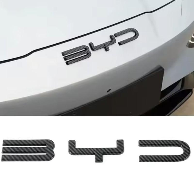 Для BYD SEAl HAN SONG YUAN DOLPHIN ATTO 3 Аксессуары Автомобильный Передний Бампер Эмблема Значок Наклейка Черный Углеродный Логотип Наклейка для Модификации