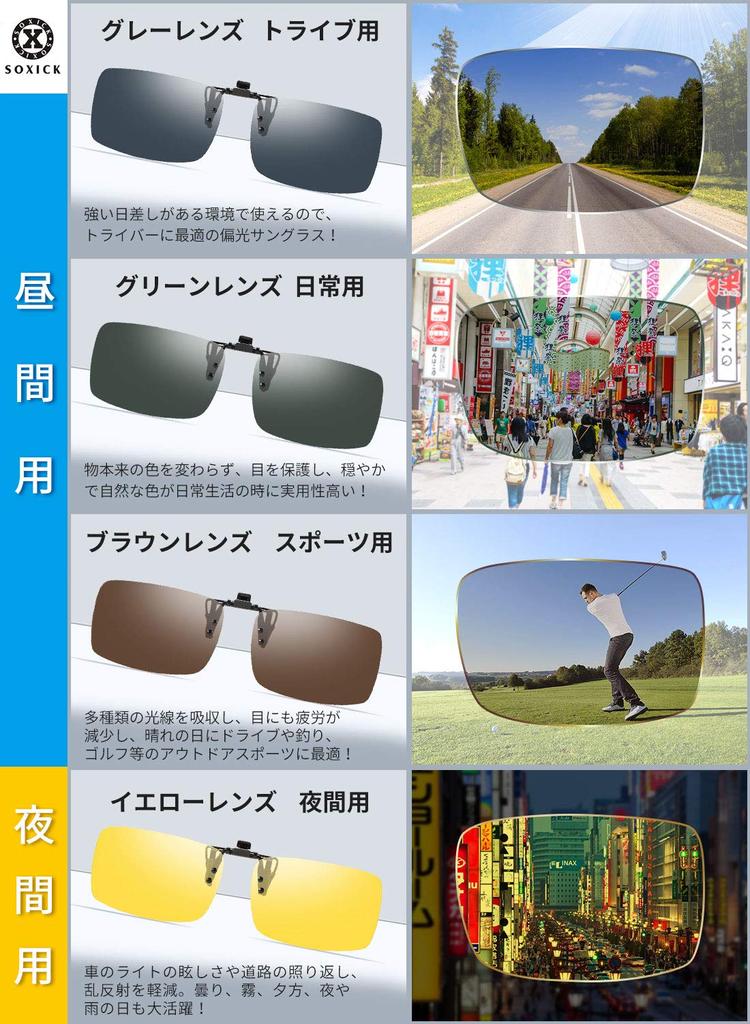 Клип Поляризованный Клип УФ Для Ночи Для Дня и Ночи Поляризованный Крепится к Типу [SOXICK] Солнцезащитные Очки, Очки, Защита, Вождение, Использование, Унисекс,