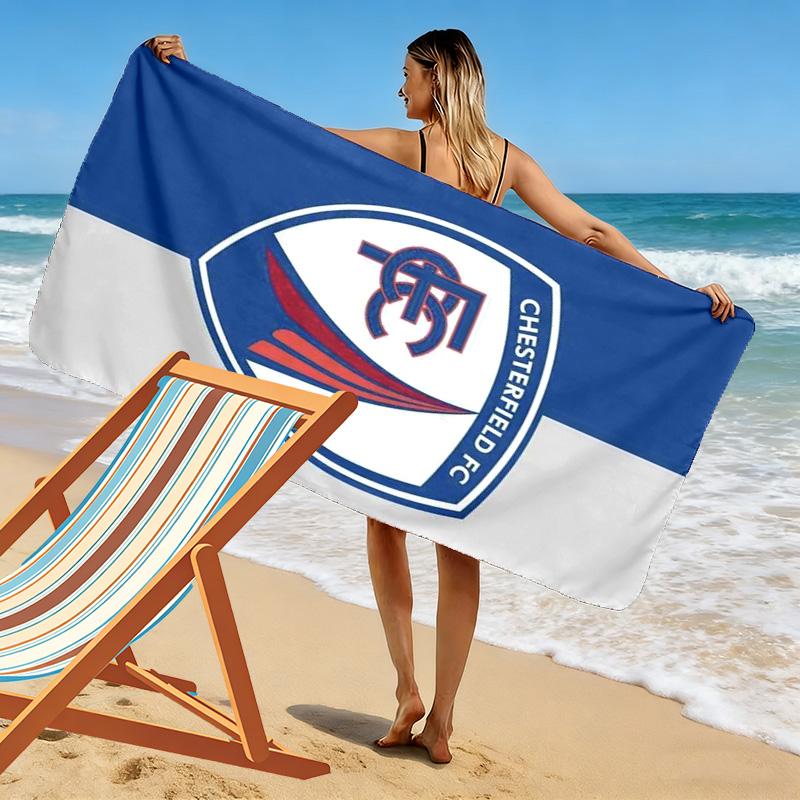 Пляжное полотенце с принтом Chesterfield F.C, Большое, Мягкое, Быстросохнущее, для Пляжа, Кемпинга, Плавания