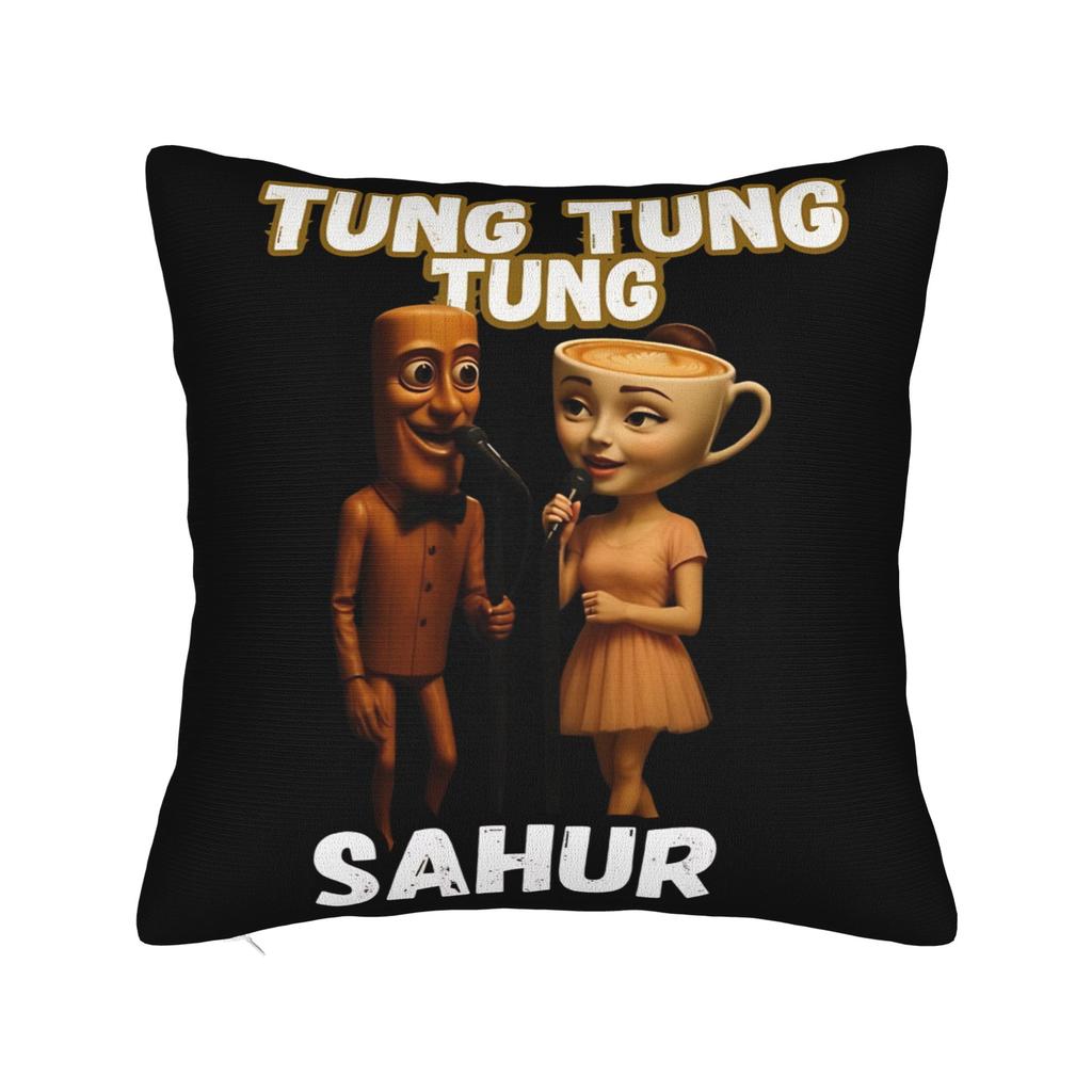 Funny Meme Italian Brainrot Tung Tung Sahur Six Seven Pillowcases Pillow Case For Sofa Bedroom Home Decor Soft Pillow Cover