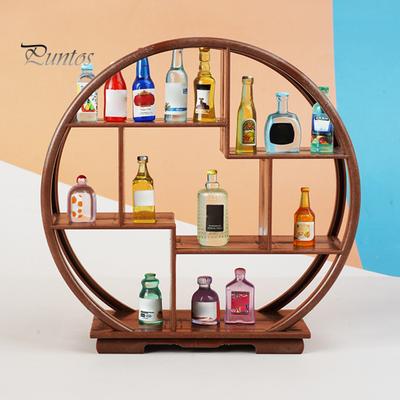 Миниатюрная витрина, мебель в китайском стиле, круглая декоративная полка, украшение для 1:12 Миниатюрная модель кукольного домика