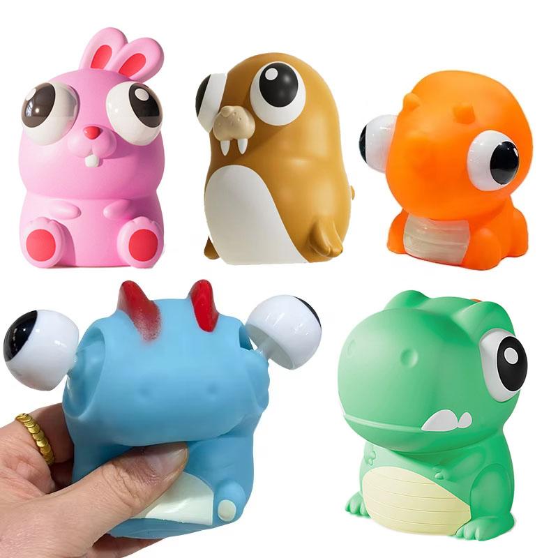 Stress-Relieving Toys Cartoon Animal Pop Eye Squeeze Toys Eyeball Bouncing Toy Gifts For Boys Girls Kids Adults