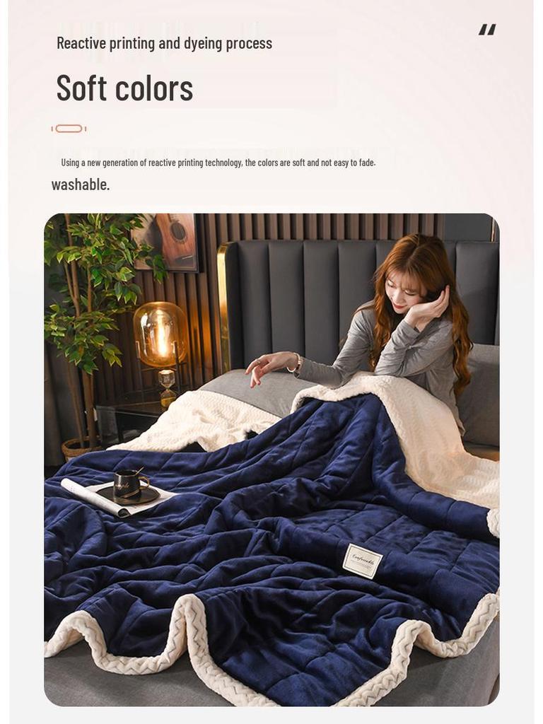 New A/B Style Baby Velvet Quilted Warm Lambswool Blanket - Thickened for Autumn/Winter