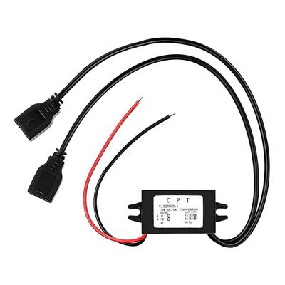 Автомобильный USB-адаптер с расширителем USB-портов, двойной модуль понижающего регулятора, автомобильный конвертер, черный