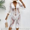Summer Women's Lace Embroidered Cardigan Swimsuit Bikini Outer Beach Cover-ups