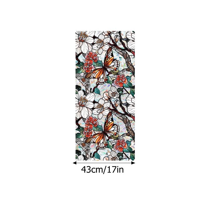 Радужная стеклянная пленка, цветная наклейка на окно с растением, ПВХ, статическая наклейка, наклейки для ванной комнаты, декоративные самоклеящиеся пленки