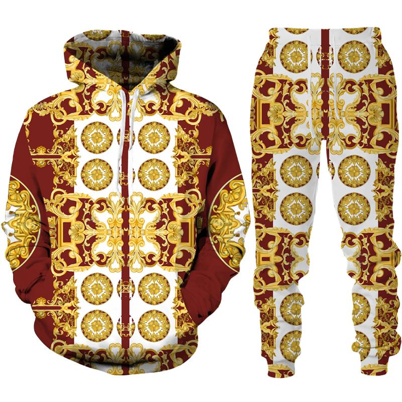 Золотой Пномпень, мужской спортивный костюм с 3D принтом в стиле хип-хоп, толстовка с длинными рукавами, брюки, костюм, весенне-осенний мужской комплект спортивной одежды для бега
