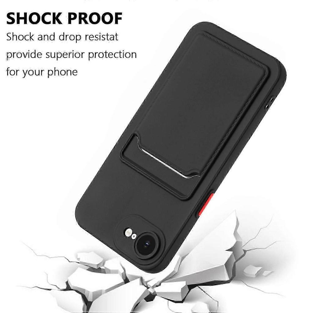 For iPhone 16e Case with Card Slot, Matte Anti-Fingerprint Back Cover, Slim Protective Phone Case