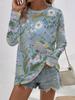 Women's T-Shirt Floral Graphic Plants Retro Long Sleeve O-Neck Pullover Regular Tops Daily 3D Print Autumn Tees Female Clothing