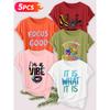 Five-piece set Elegant short-sleeved shirt for women Energetic Attitude Series Printed Round Neck Women's Short Sleeve Shirt Suitable for Spring and