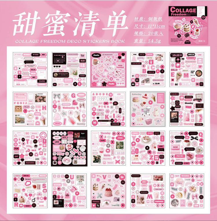 20/30 sheets Retro Ins Die Cutting Deco Stickers Books Creative Collage Materials DIY Diary Album Scrapbooking Journal Supplies