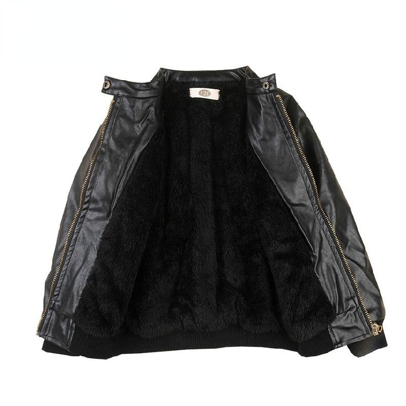 Детская одежда, детская кожаная куртка, зимняя мотоциклетная куртка с воротником-стойкой для мальчиков